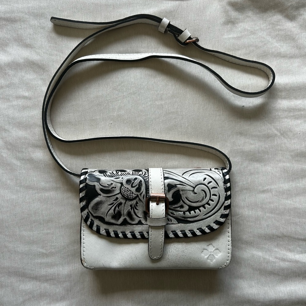 Patricia Nash Black and White Crossbody Bag with Paisley Design